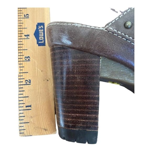 Dr Martens Una Brown Leather Chunky Heel Platform Clog Mule Shoe Sz 9 - Picture 11 of 16